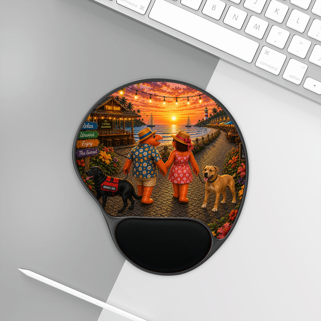 #019 Dog walking – SeaHenry Cushioned Wrist Rest Mouse Pad
