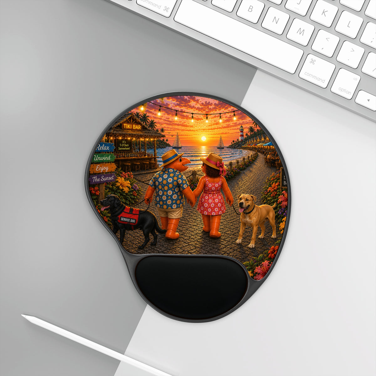 #019 Dog walking – SeaHenry Cushioned Wrist Rest Mouse Pad