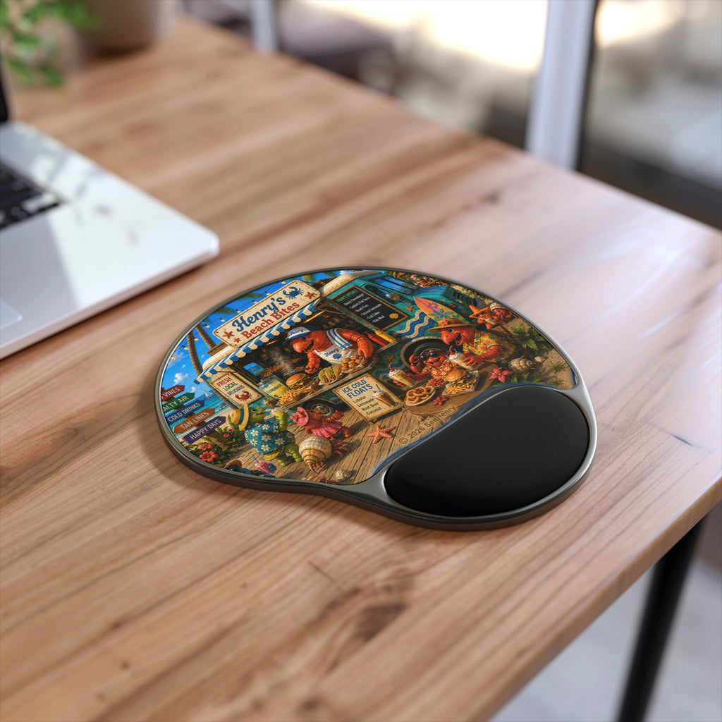 Copy of Copy of Copy of Copy of Copy of Copy of Copy of Copy of Copy of Copy of Copy of Beach Bear Wrist Support Mouse Pad — 'SeaHenry' Tropical Gaming & Office Mousepad