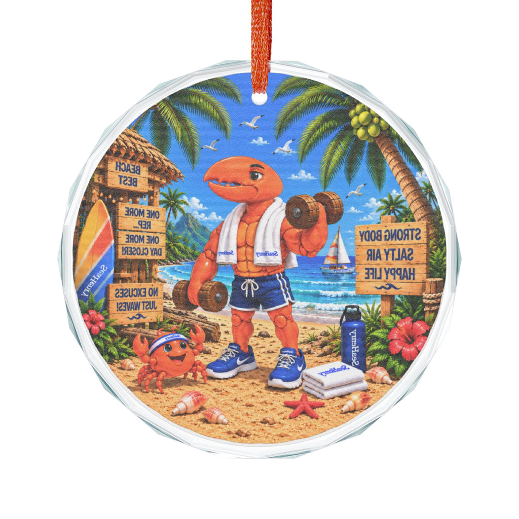 #015 Exercising Henry – SeaHenry Glass Ornament