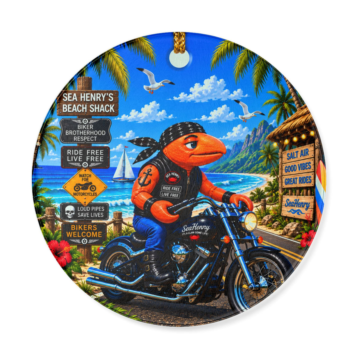 #008 Biker Henry - Round Cutting Board