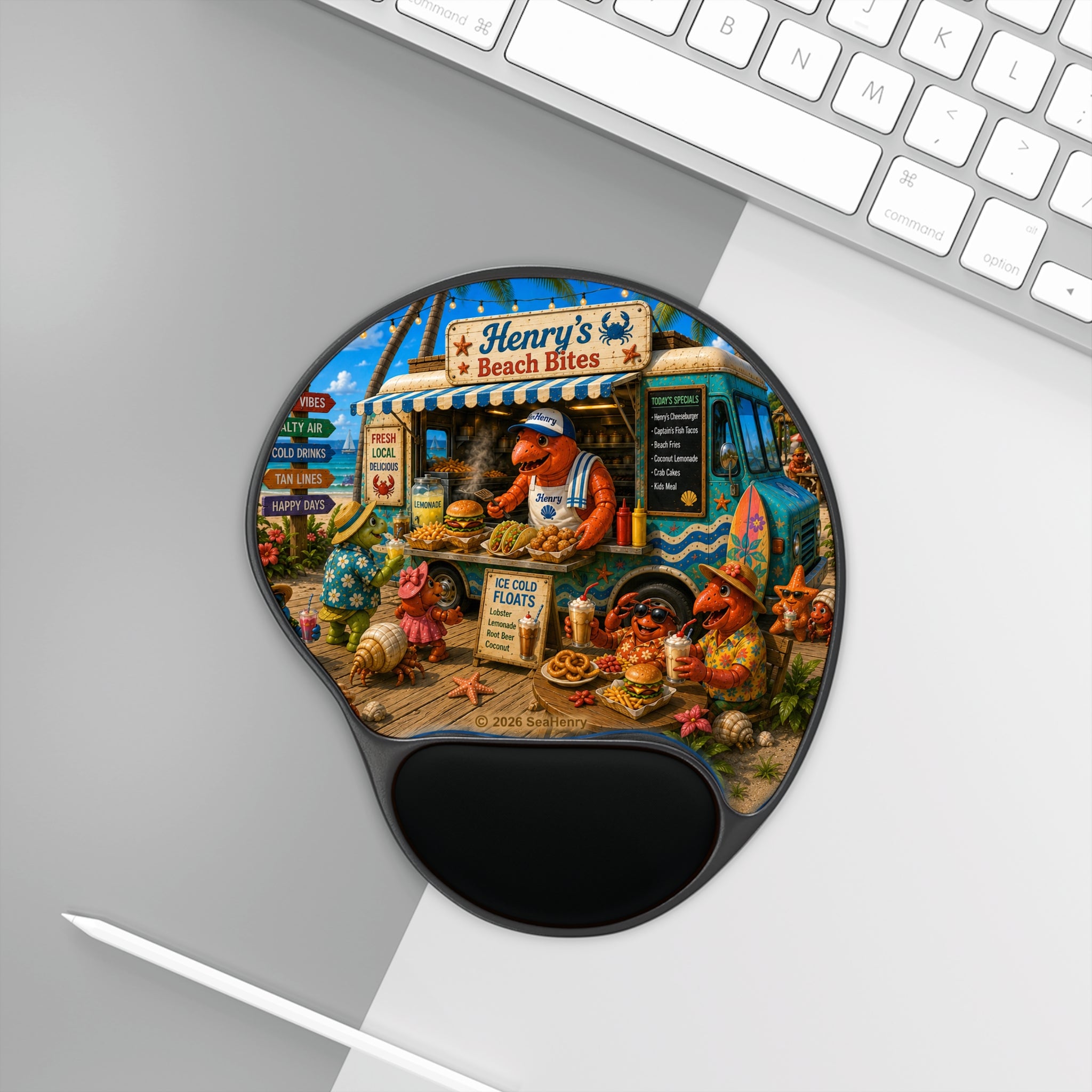 Copy of Copy of Copy of Copy of Copy of Copy of Copy of Copy of Copy of Copy of Copy of Beach Bear Wrist Support Mouse Pad — 'SeaHenry' Tropical Gaming & Office Mousepad