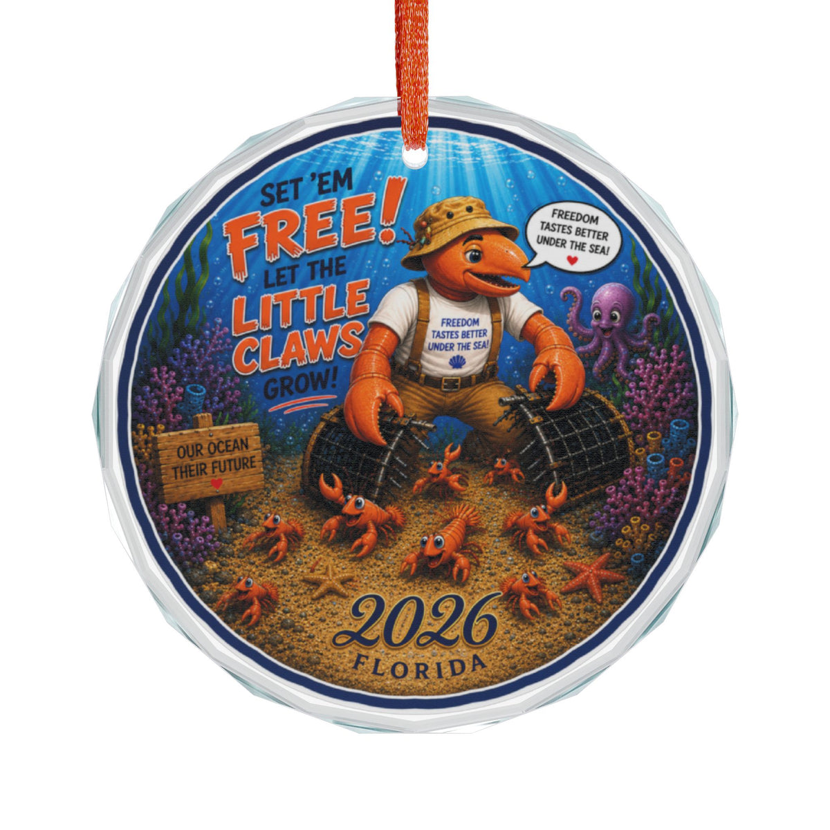 #007 Hope for Claws – Florida 2026 Glass Ornament