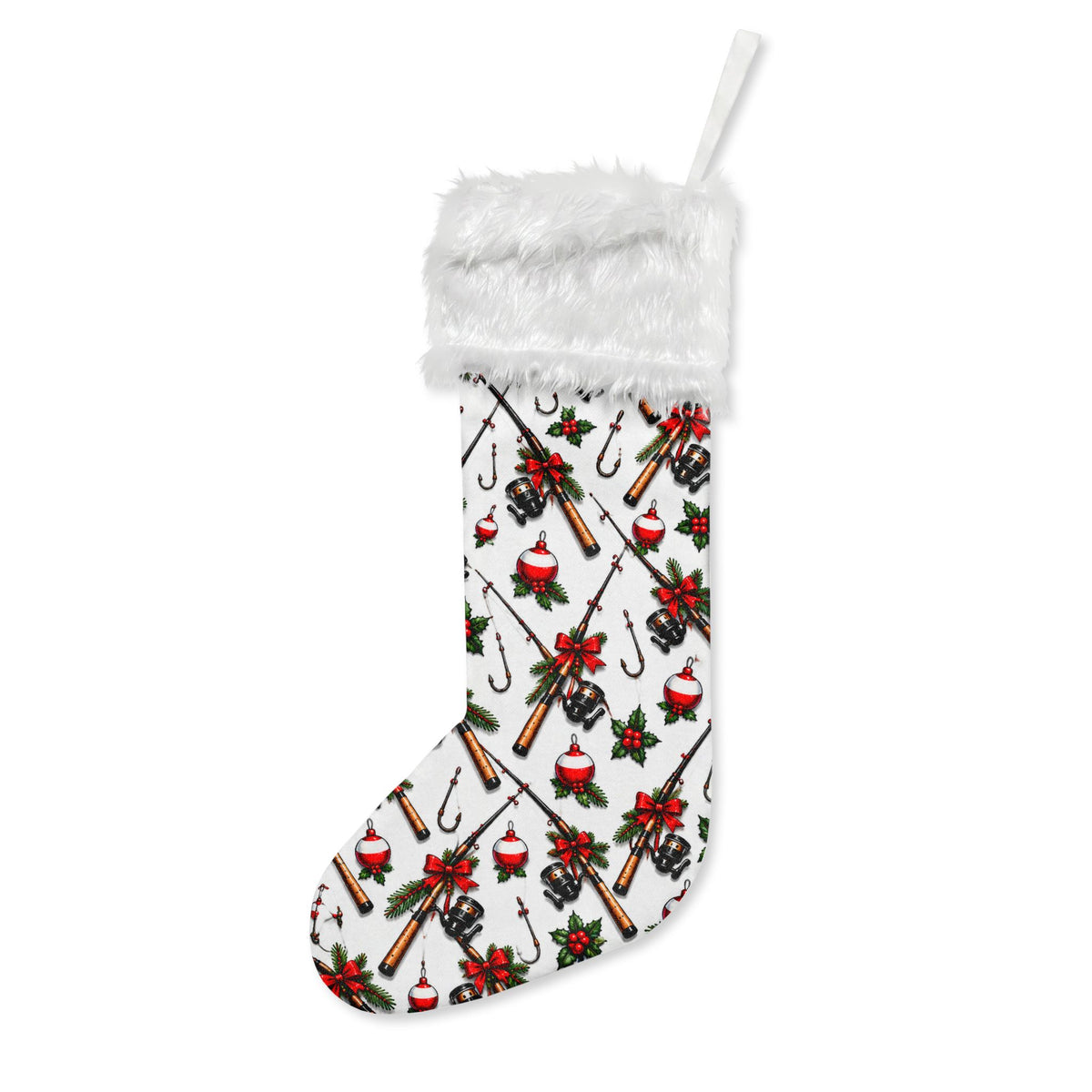 005 Fishing Henry Mascot Christmas Stocking  Flannel Holiday Stocking with Fuzzy Cuff