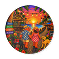 #019 Dog Walking - Round Cutting Board