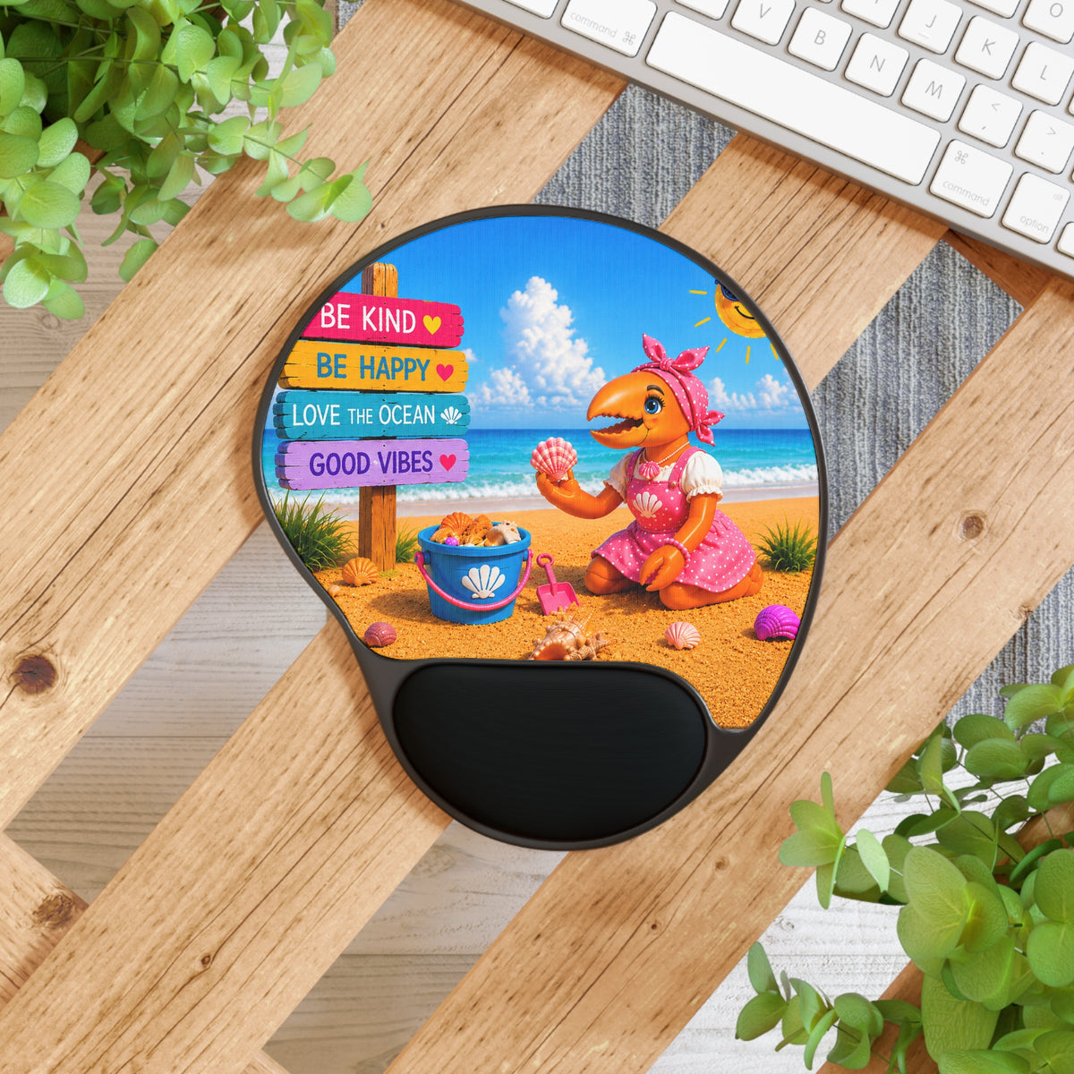 #006 Beach Buddy Girl - SeaHenry Cushioned Wrist Mouse Pad