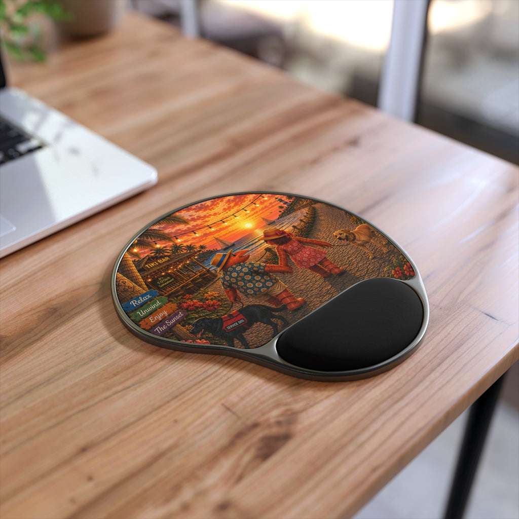 #019 Dog Walking Wrist Mouse Pad