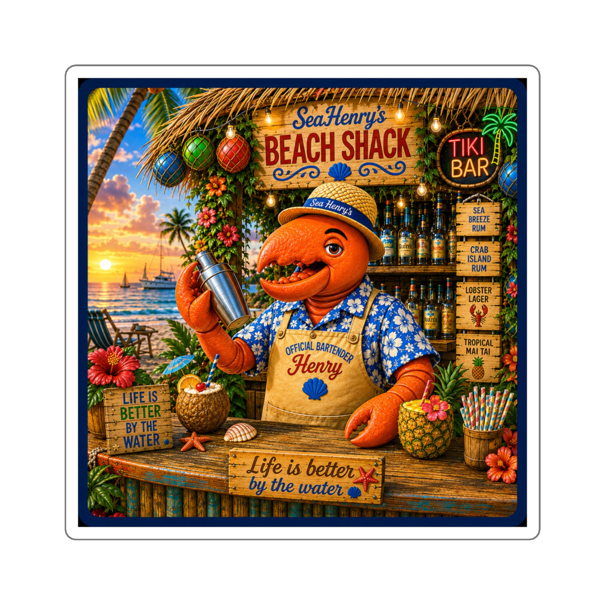 #013 Henry the Bartender – SeaHenry 3×3 Square Sticker