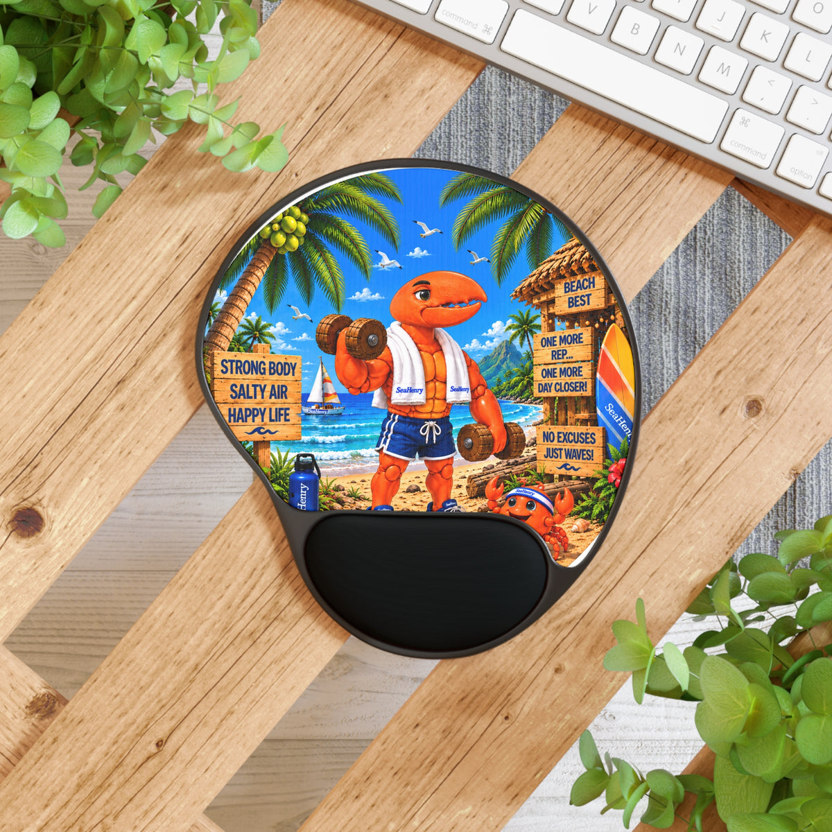 #015 Exercising Henry - SeaHenry Cushioned Wrist Mouse Pad