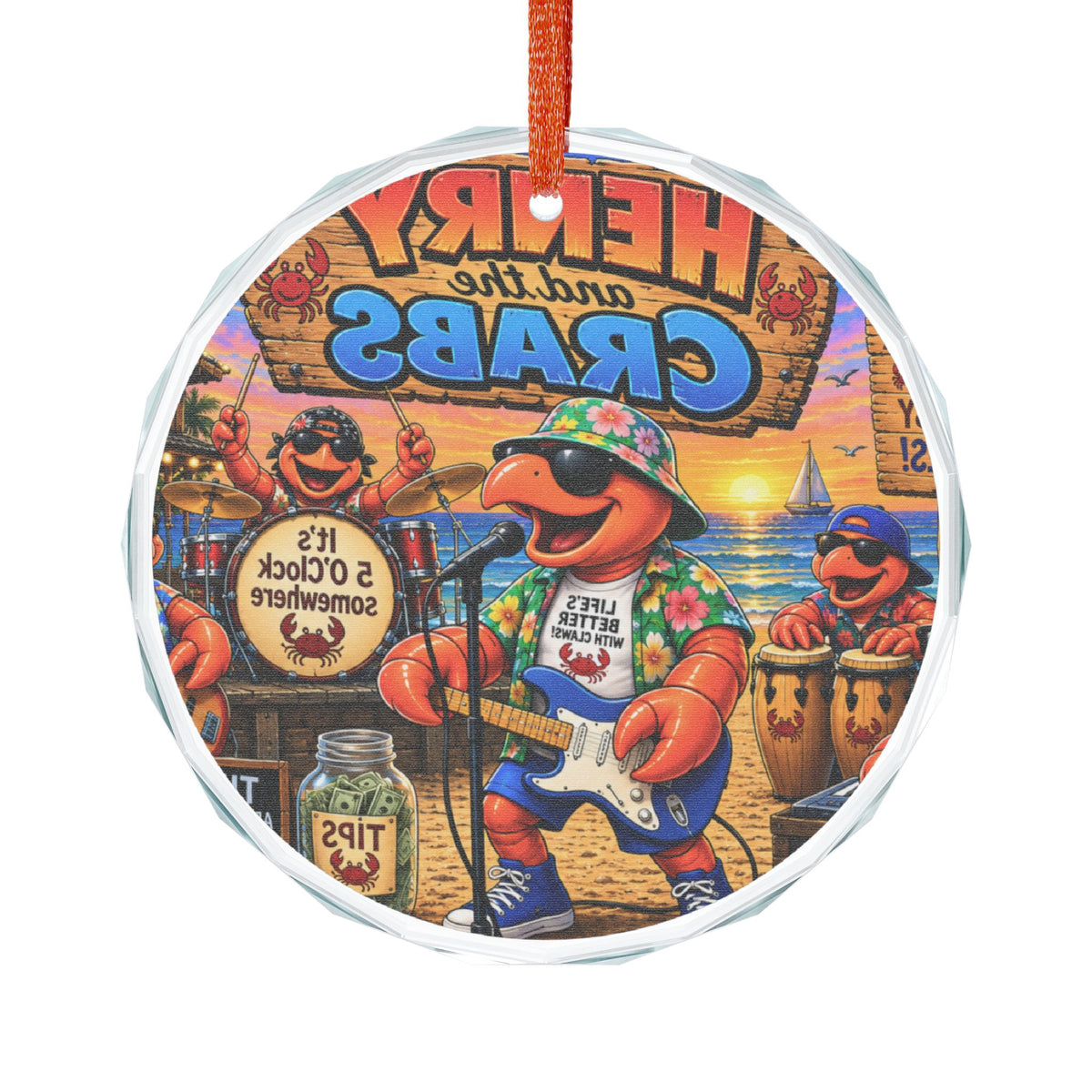 #011 Henry and the Crabs – SeaHenry Glass Ornament