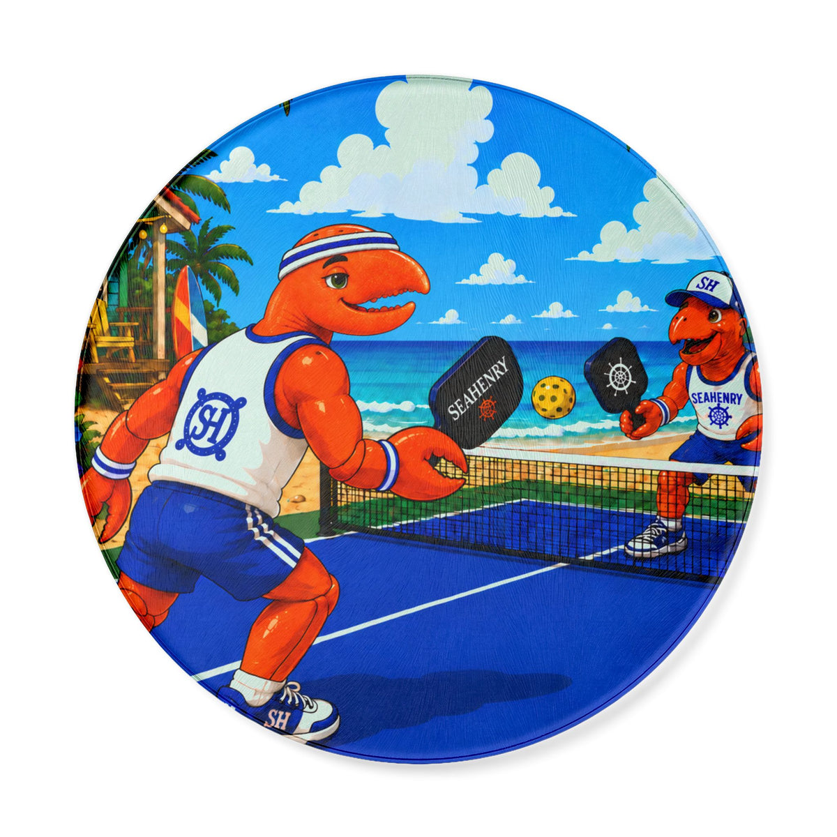 #017 Pickleball Henry - Round Cutting Board