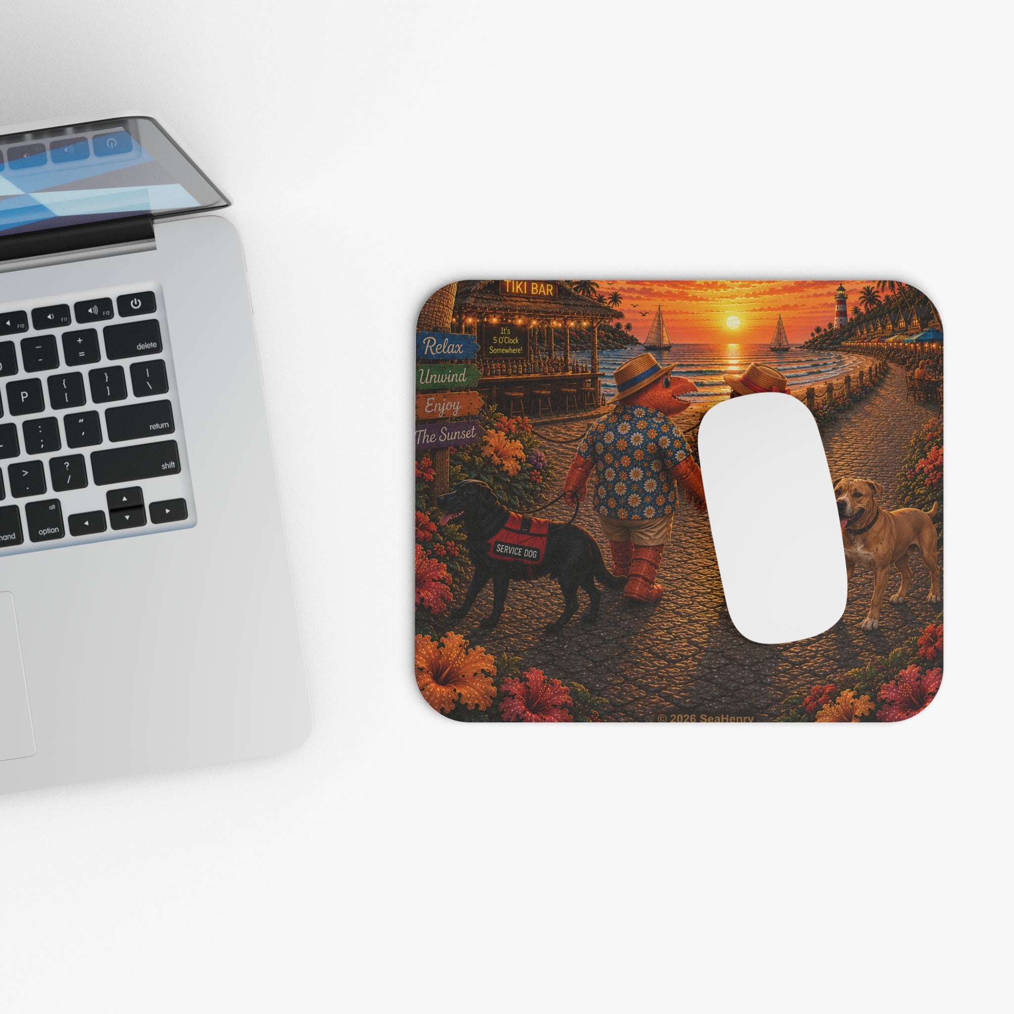 #019 Dog Walking Mouse Pad