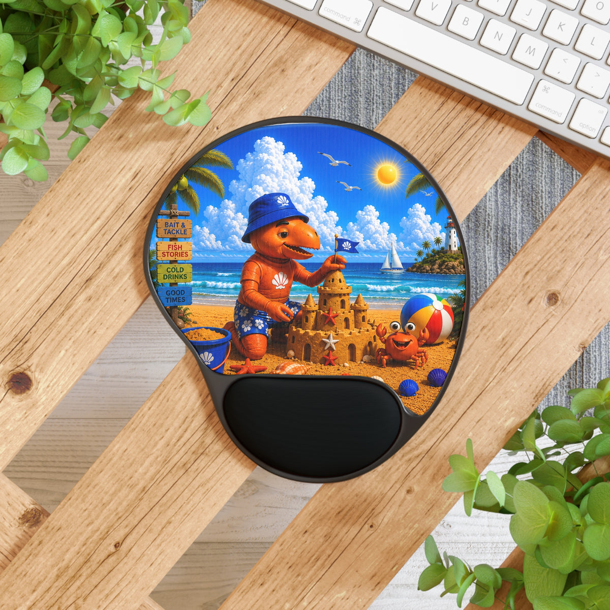 #005 Beach Buddy Boy – SeaHenry Cushioned Wrist Rest Mouse Pad