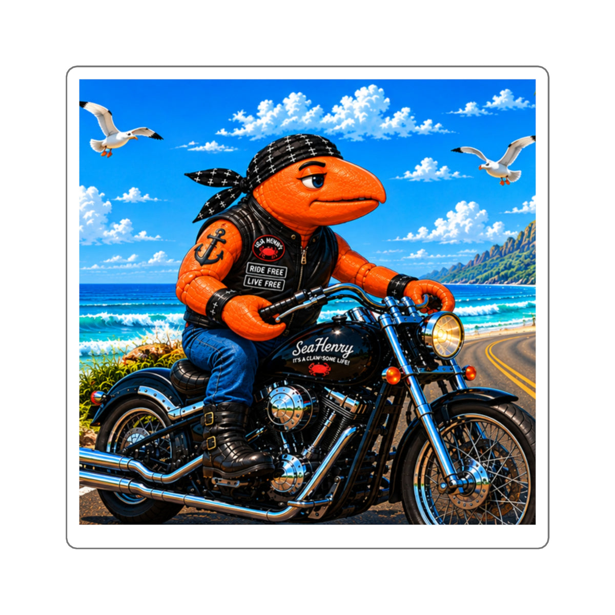 #008 Biker Henry – SeaHenry 3×3 Square Sticker