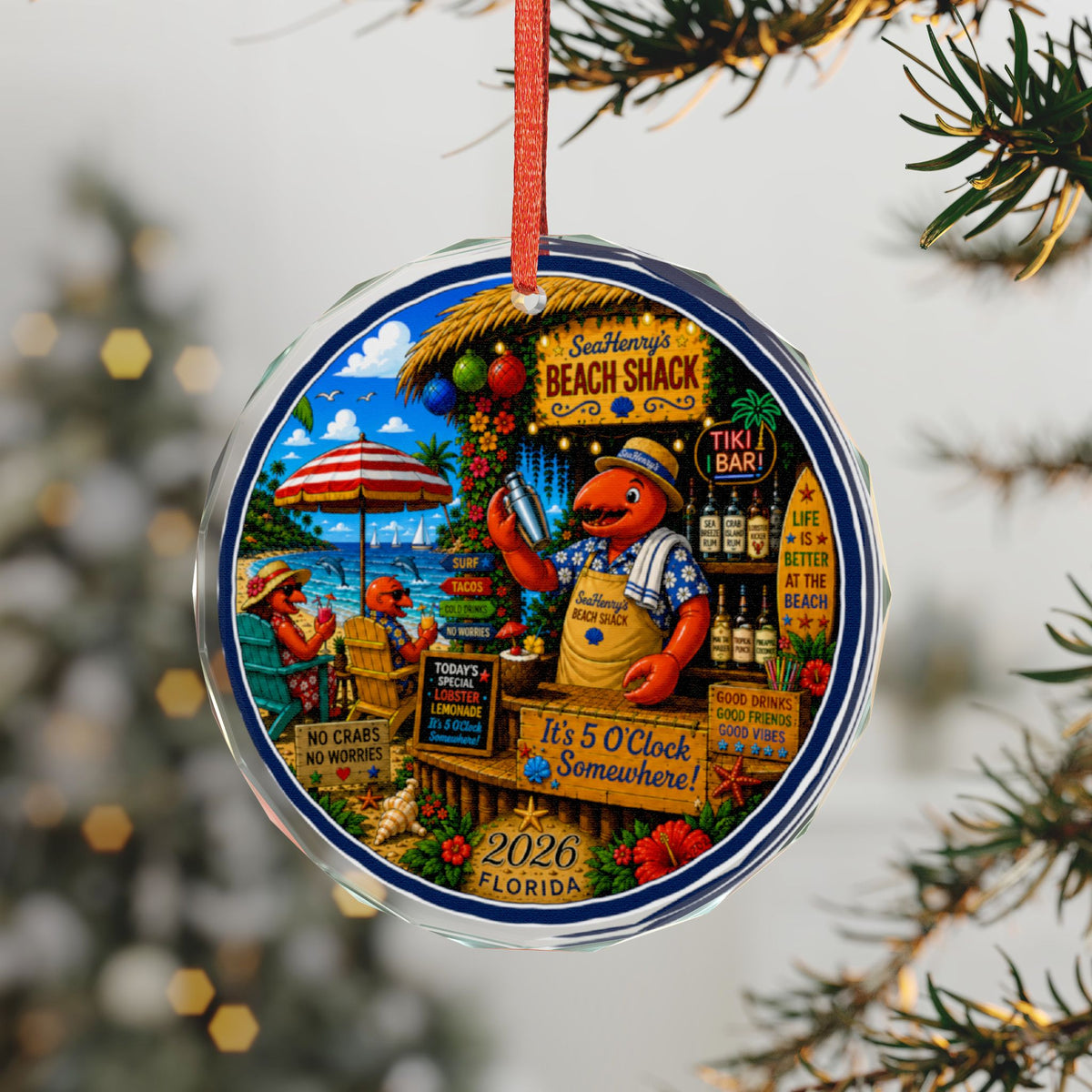 #013 Henry the Bartender – Florida 2026 Glass Ornament