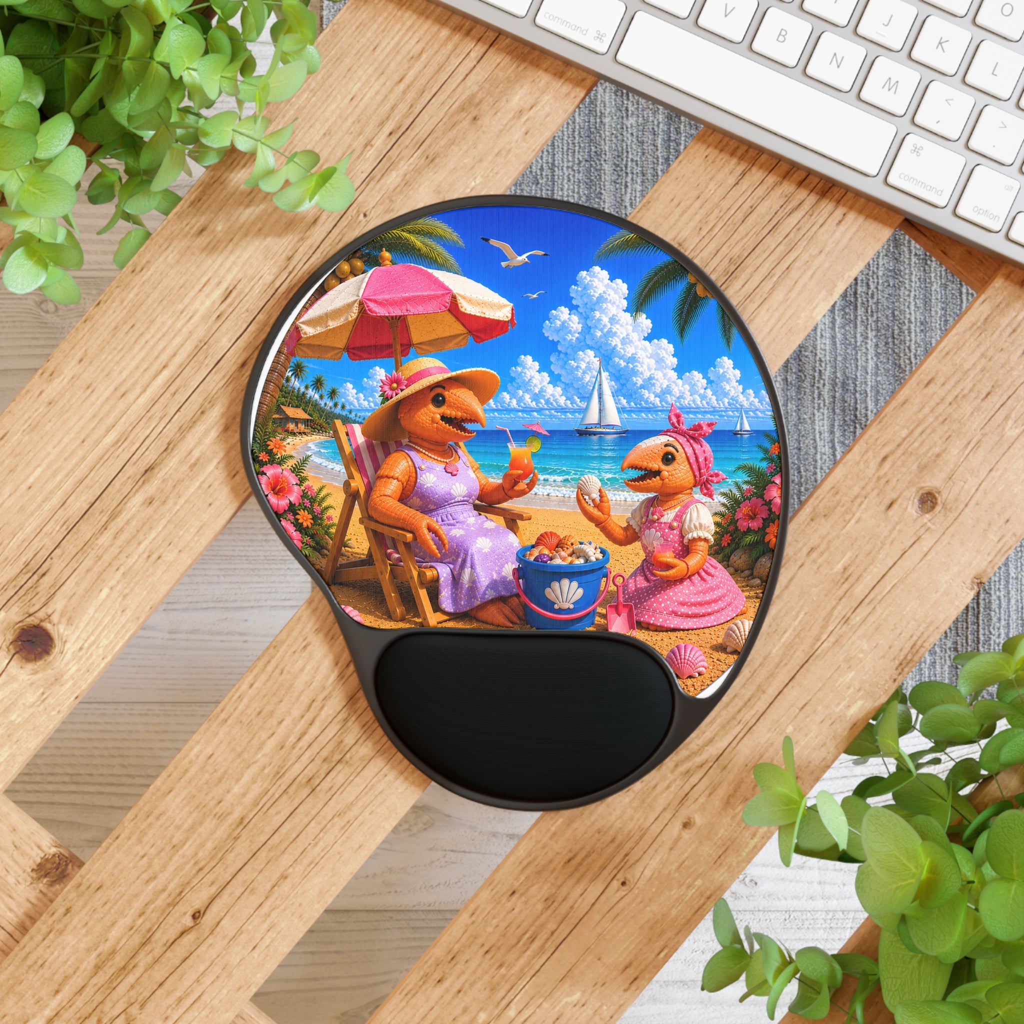 #006 Beach Buddy Girl Wrist Mouse Pad