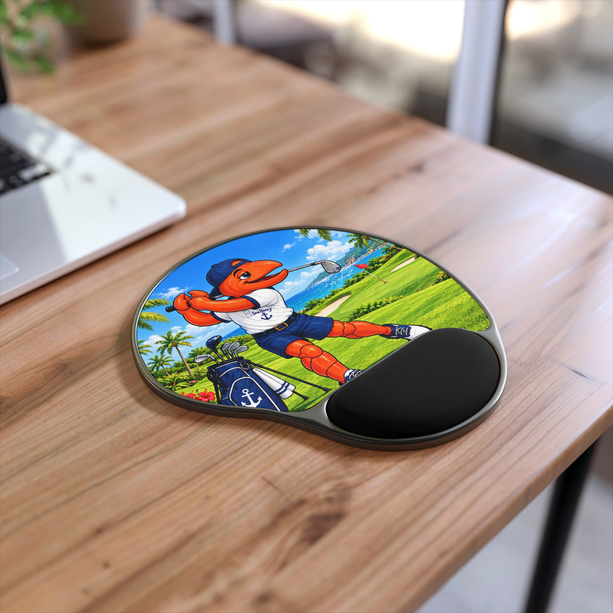#023 Golfing Henry – SeaHenry Cushioned Wrist Rest Mouse Pad