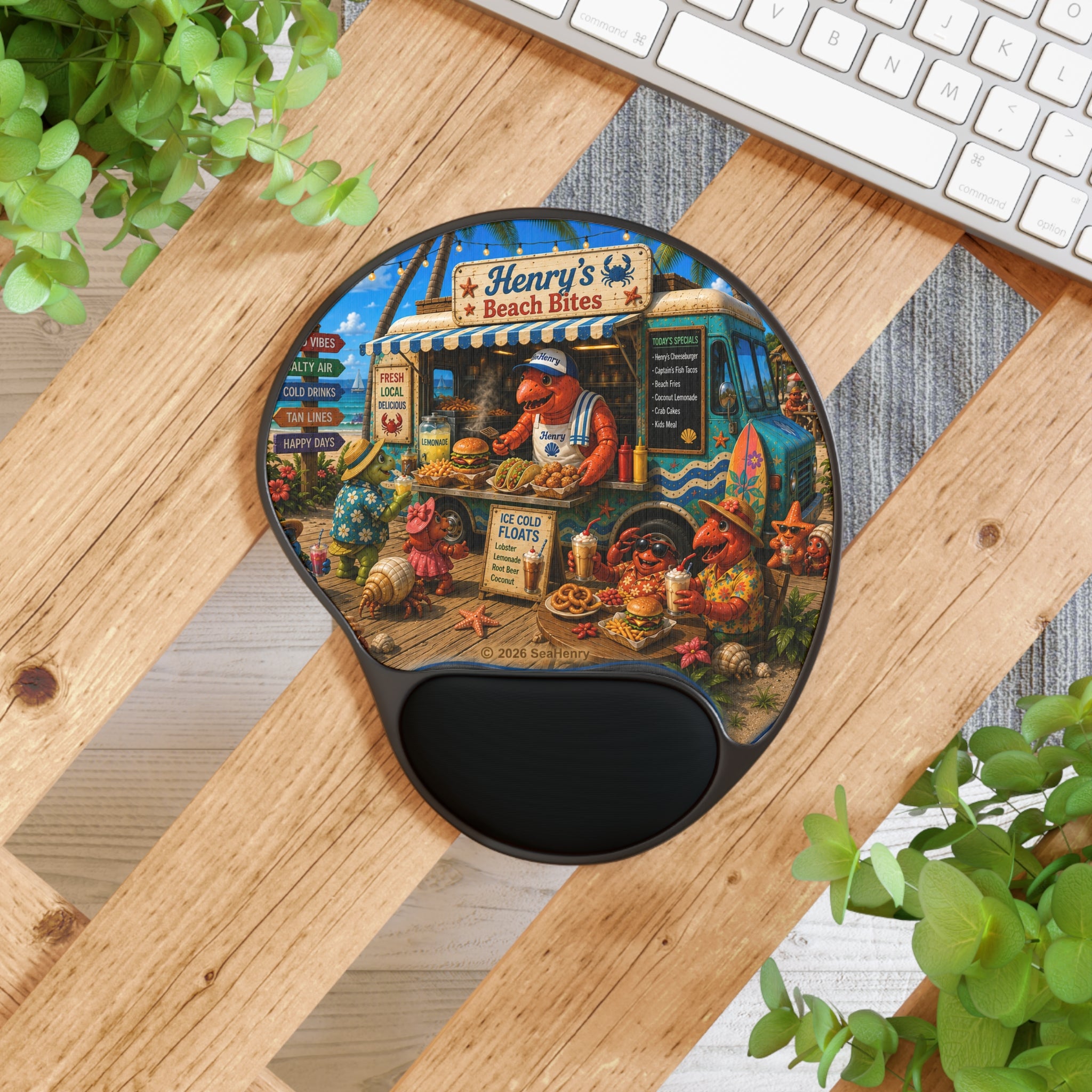Copy of Copy of Copy of Copy of Copy of Copy of Copy of Copy of Copy of Copy of Copy of Beach Bear Wrist Support Mouse Pad — 'SeaHenry' Tropical Gaming & Office Mousepad