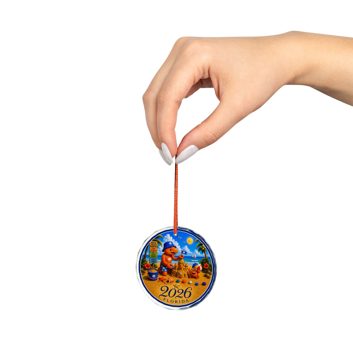 #005 Beach Buddy Boy – Florida 2026 Glass Ornament