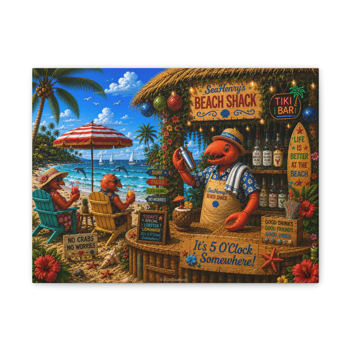 #013 Henry the Bartender – SeaHenry Beach Shack Canvas Wall Art