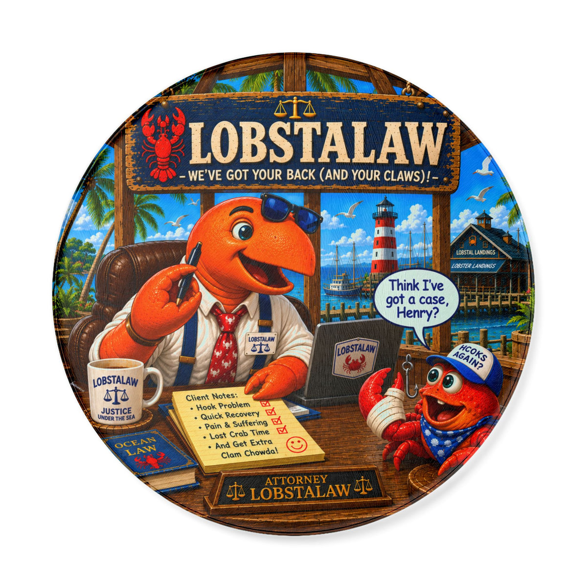 #009 LobstaLaw - Round Cutting Board