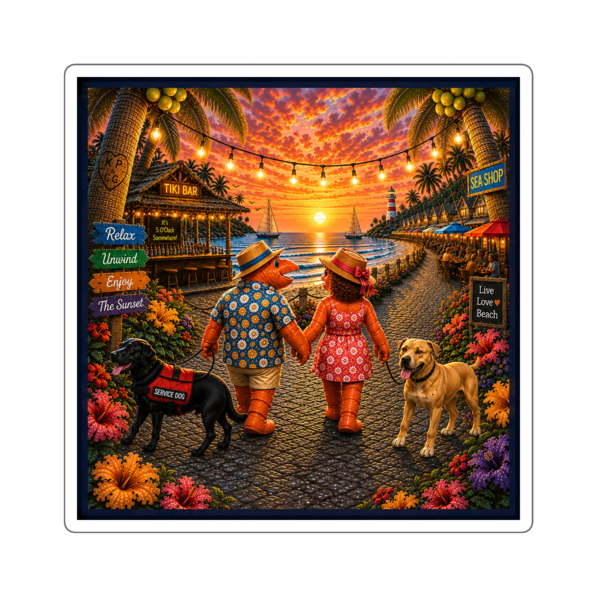 #019 Dog Walking – SeaHenry 3×3 Square Sticker