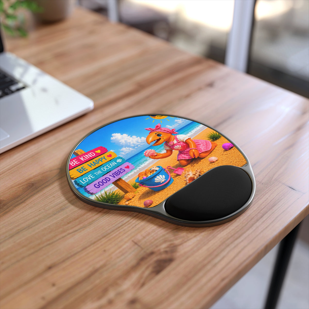 #006 Beach Buddy Girl - SeaHenry Cushioned Wrist Mouse Pad