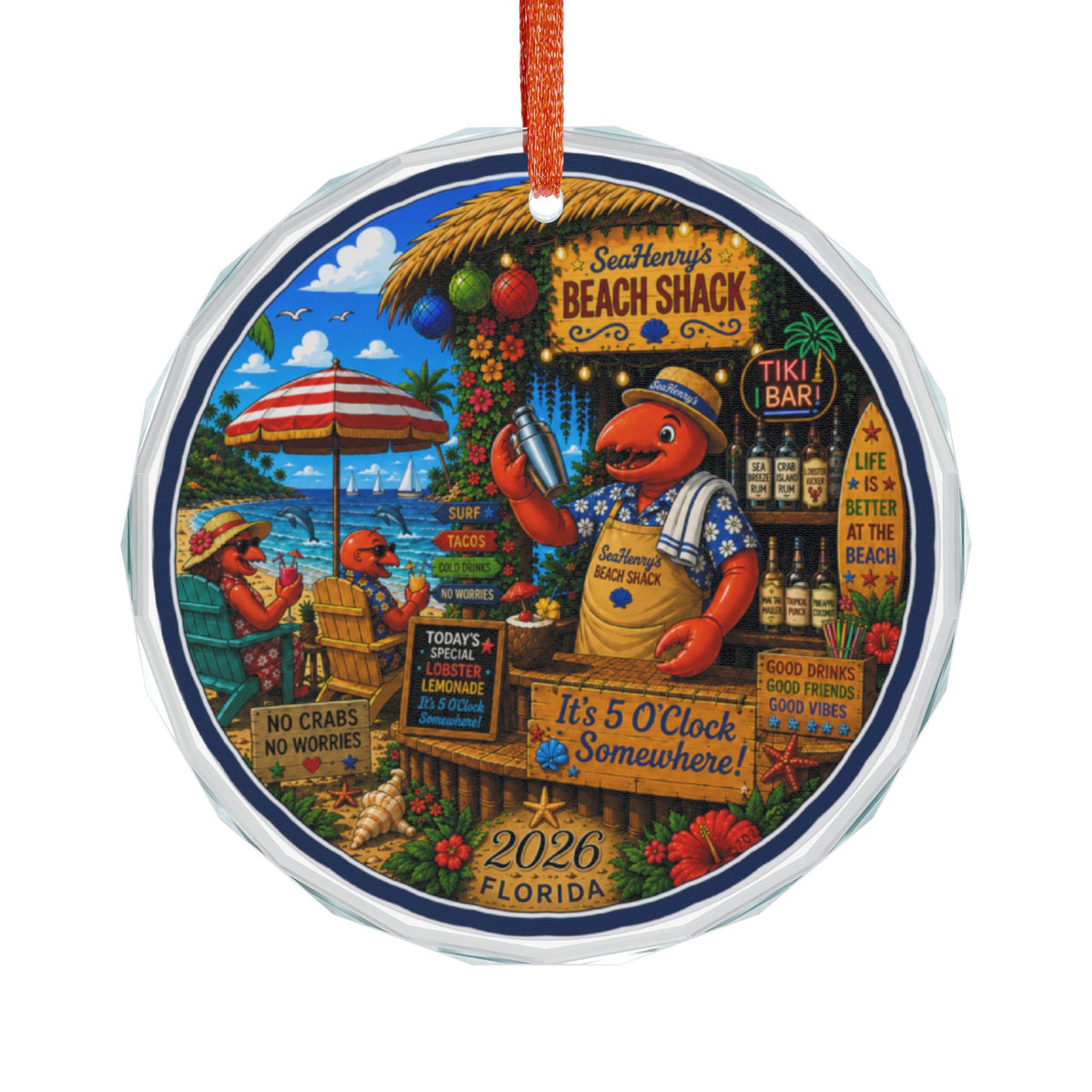 #013 Henry the Bartender – Florida 2026 Glass Ornament
