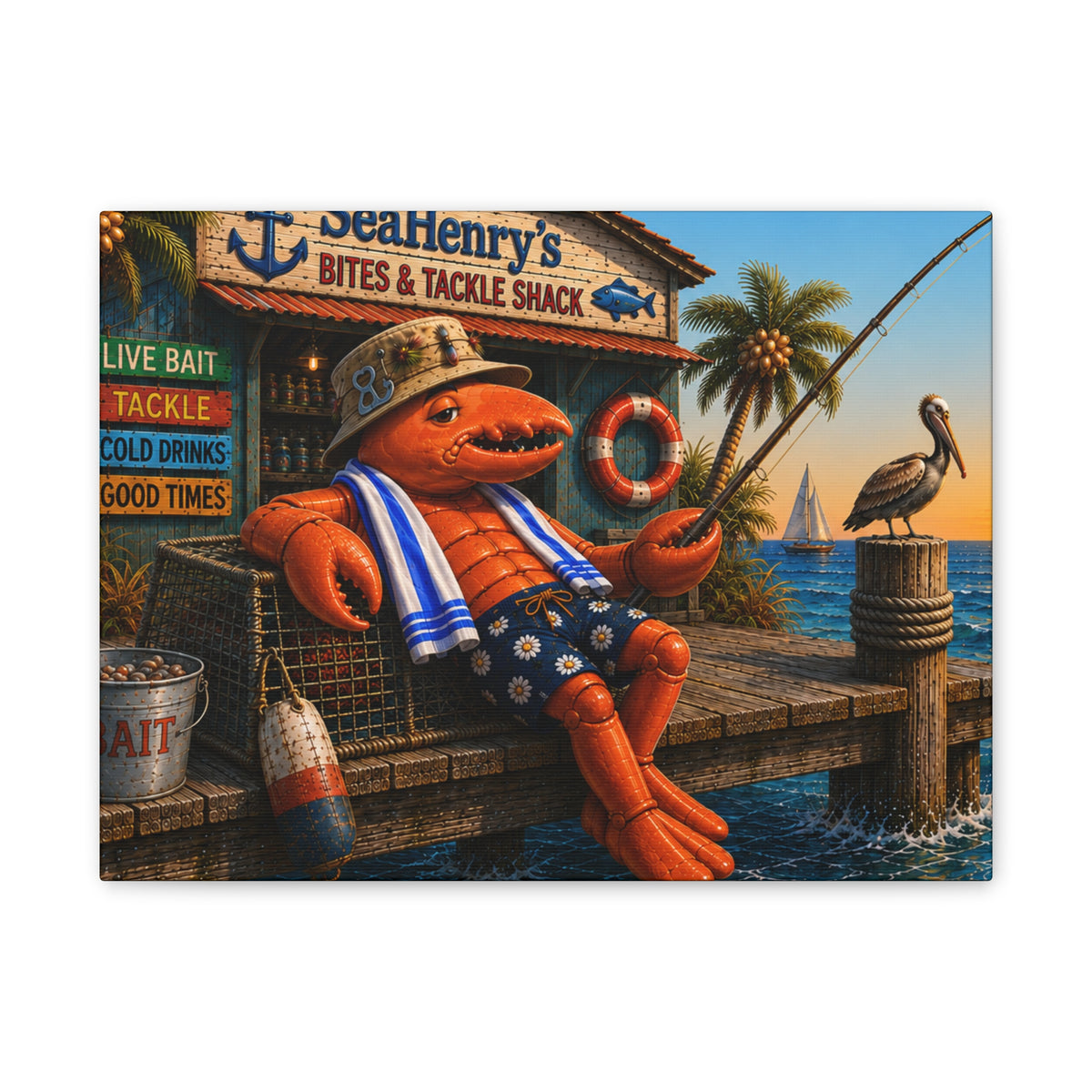 #021 Gone Fishing – SeaHenry 16×12 Canvas Wall Art