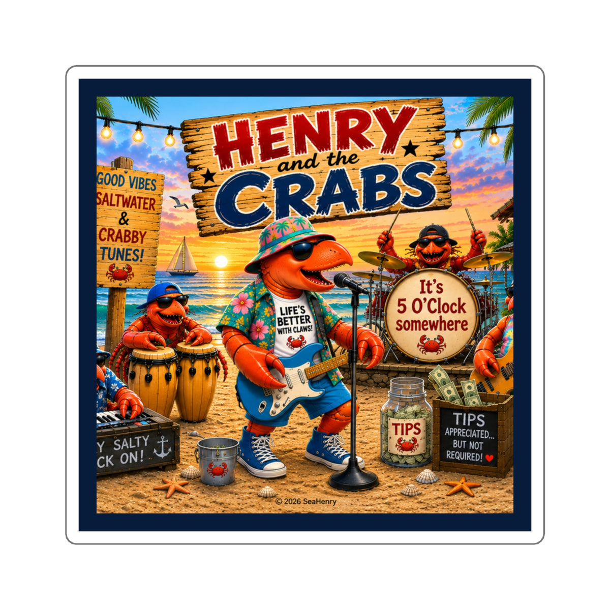 #011 Henry and the Crabs – SeaHenry 3×3 Square Sticker