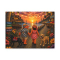 #019  Dog Walking – Coastal Canvas Wall Art
