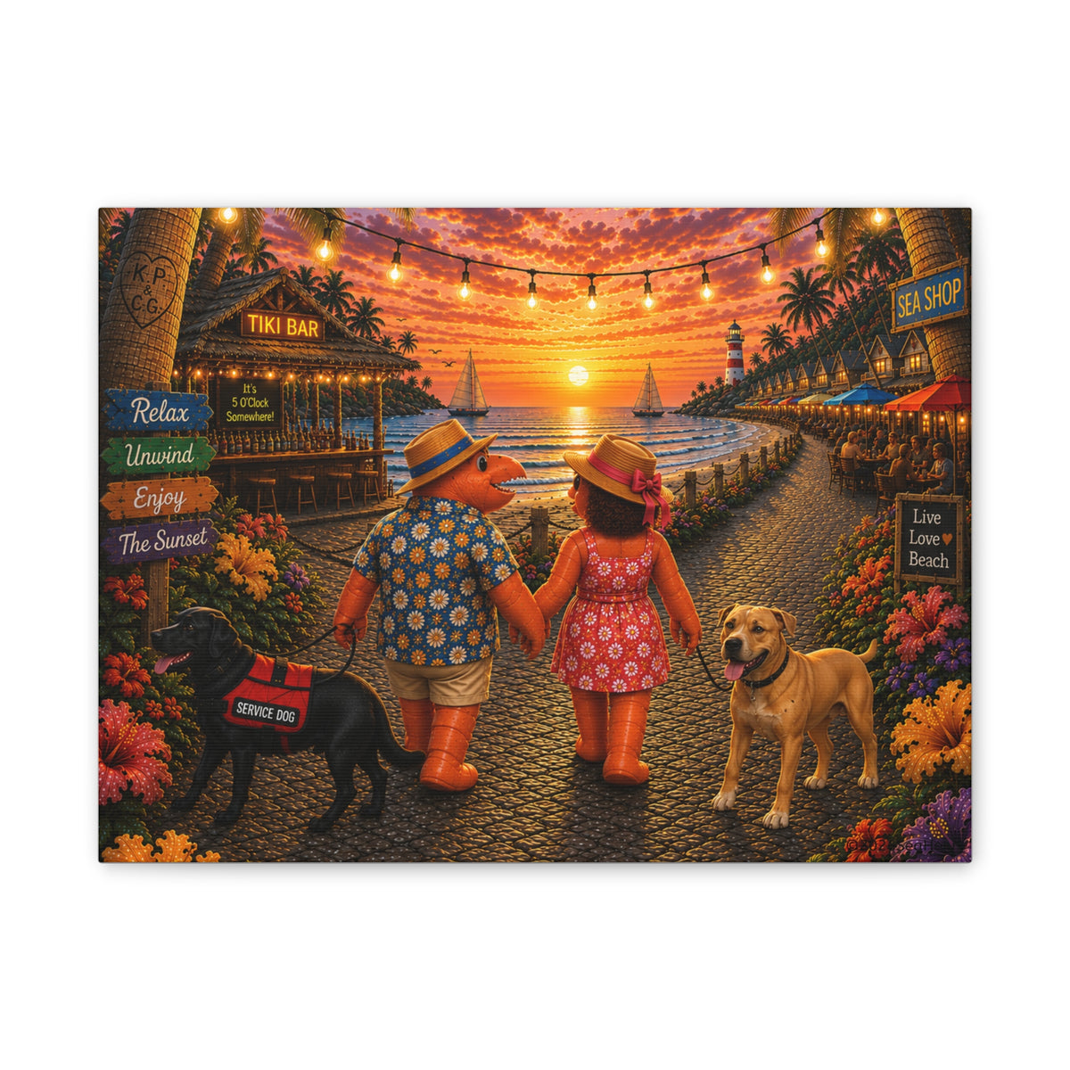 #019  Dog Walking – Coastal Canvas Wall Art