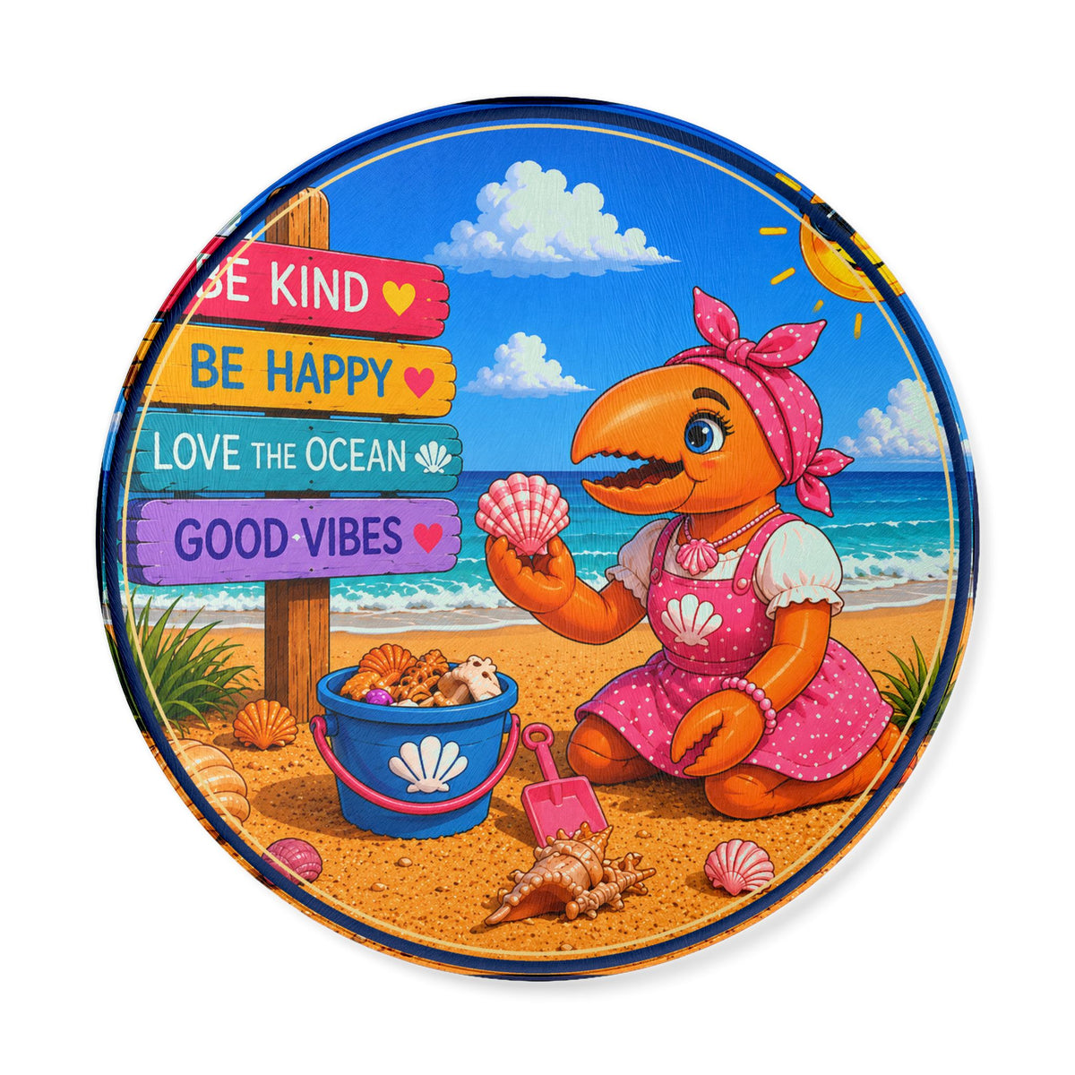 #006 Beach Buddy Girl - Round Cutting Board
