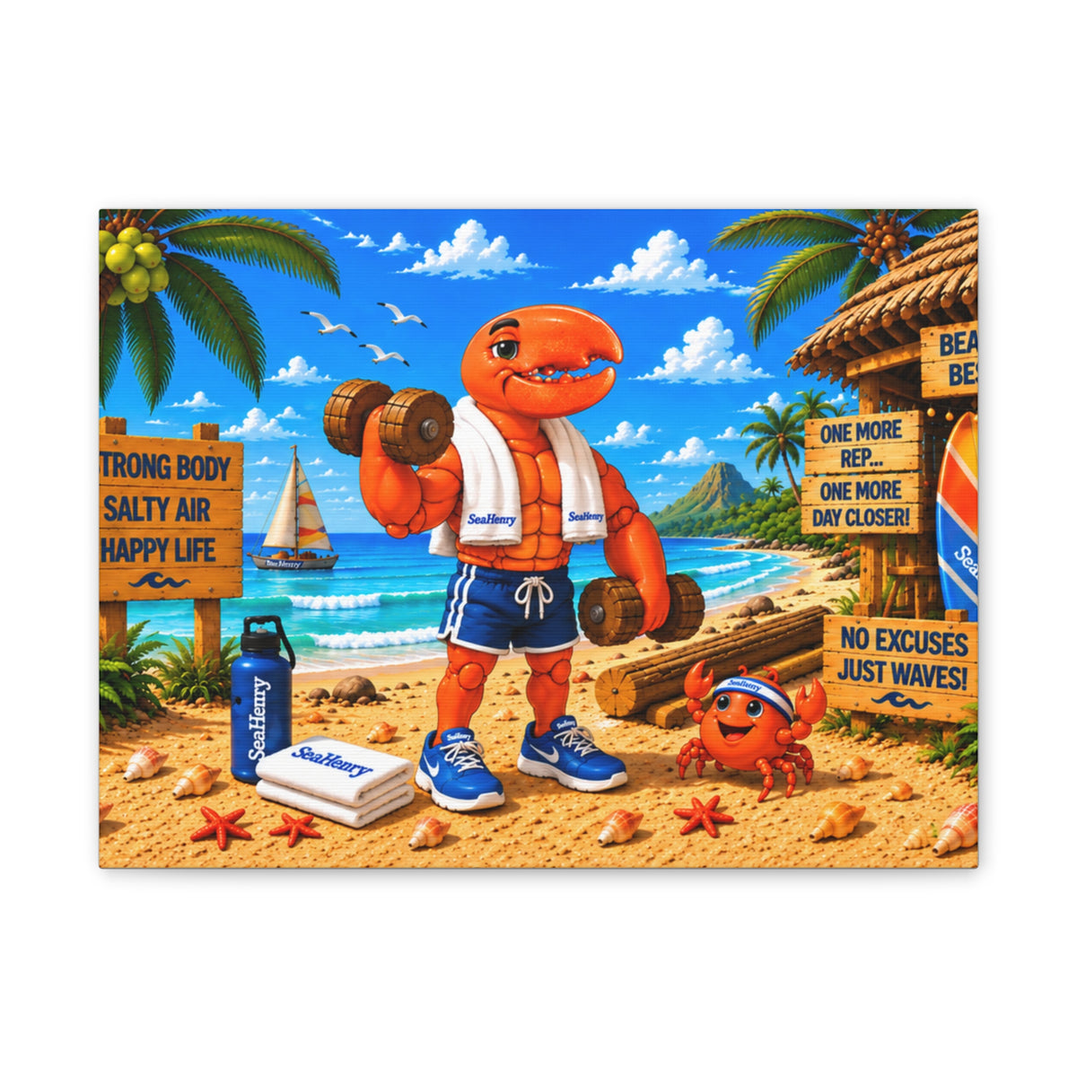 #015 Working out Henry – SeaHenry Coastal Canvas Wall Art