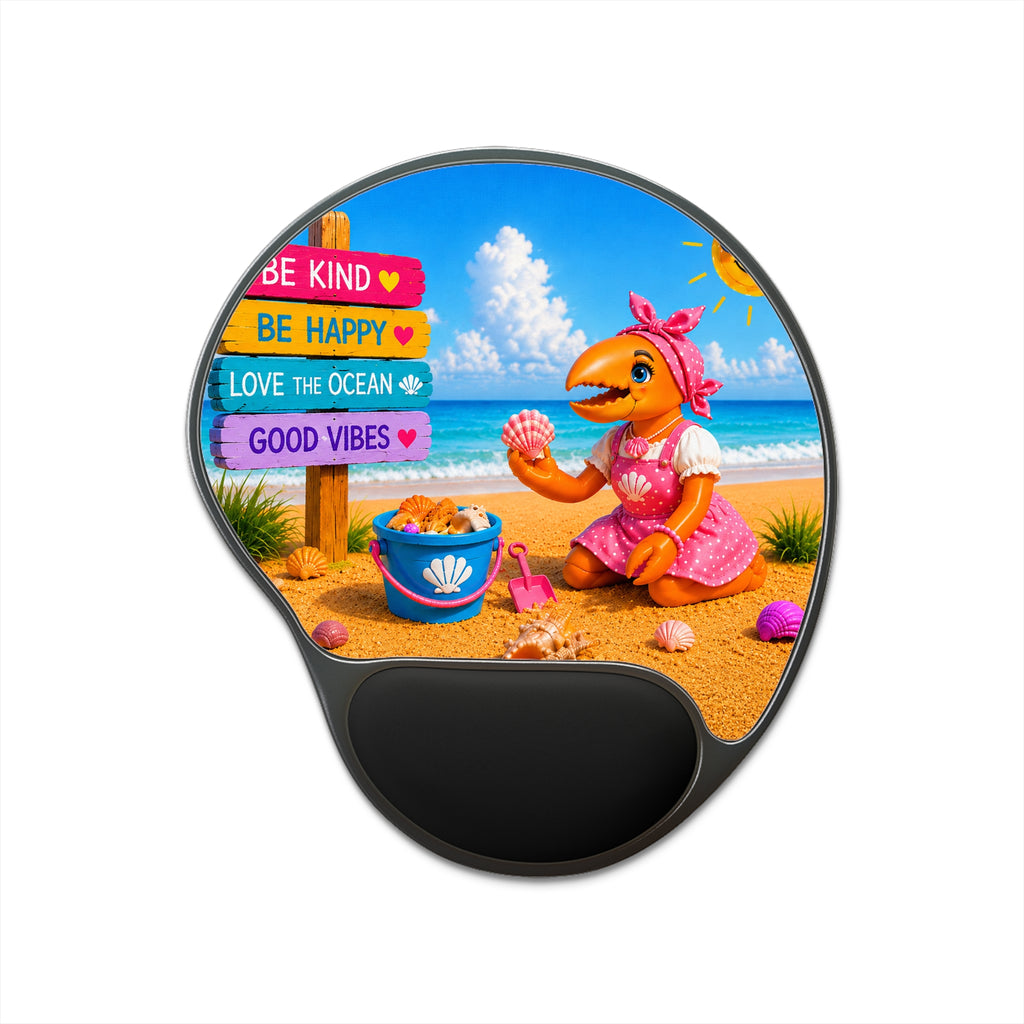#006 Beach Buddy Girl - SeaHenry Cushioned Wrist Mouse Pad