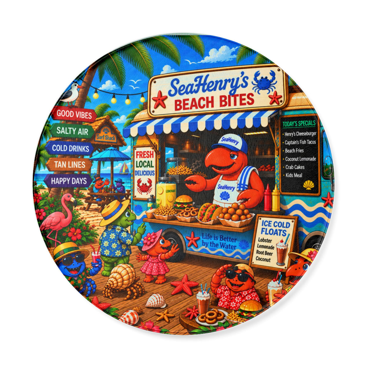 #018 SeaHenry Beach Bites - Round Cutting Board