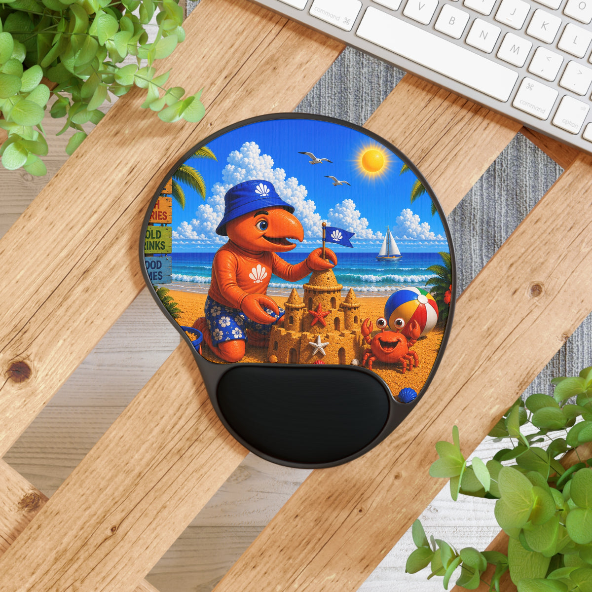 #005 Beach Buddy Boy – SeaHenry Cushioned Wrist Rest Mouse Pad