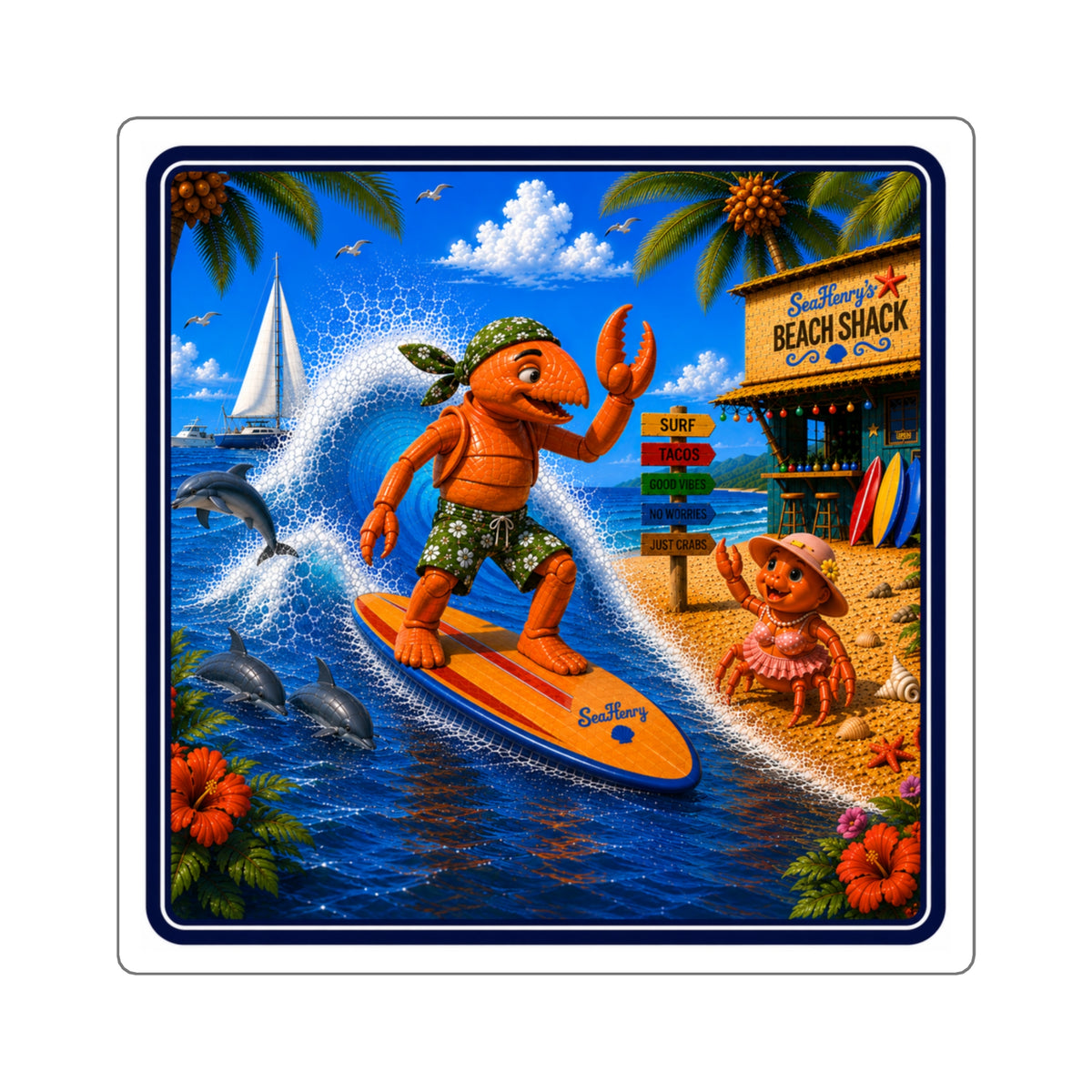 #012 Surfer Henry – SeaHenry 3×3 Square Sticker