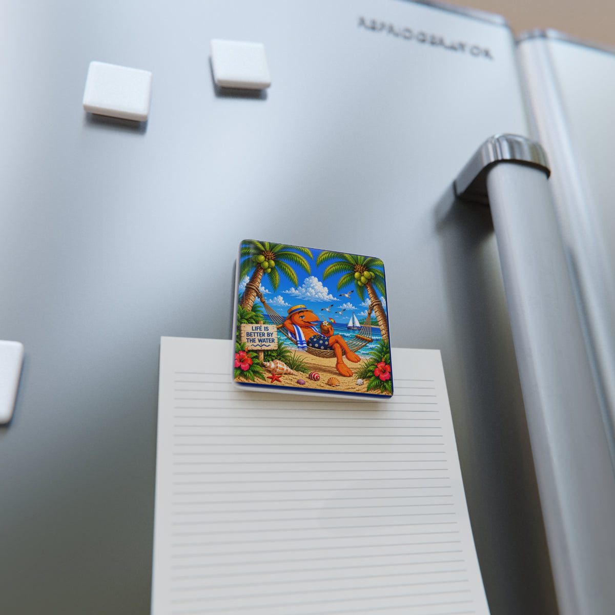 002  Hammock Henry    2" Porcelain Square Magnet
