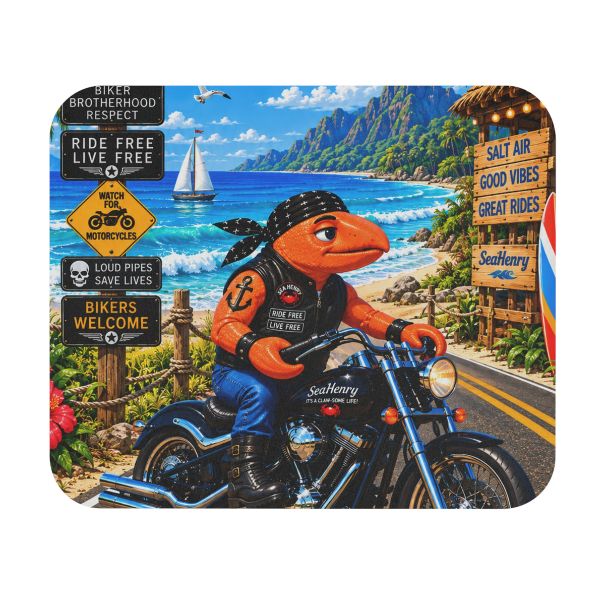 #008 Biker Henry – SeaHenry Coastal Mouse Pad