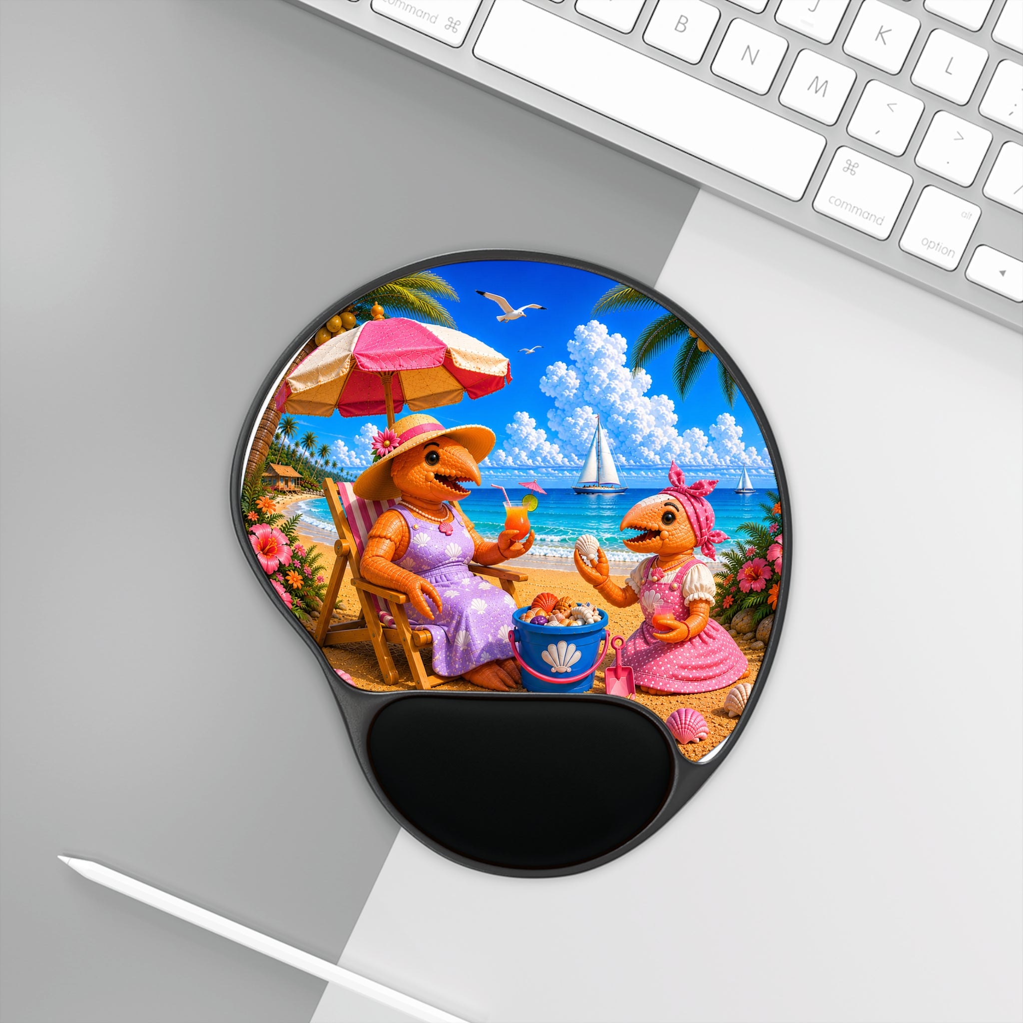 #006 Beach Buddy Girl Wrist Mouse Pad