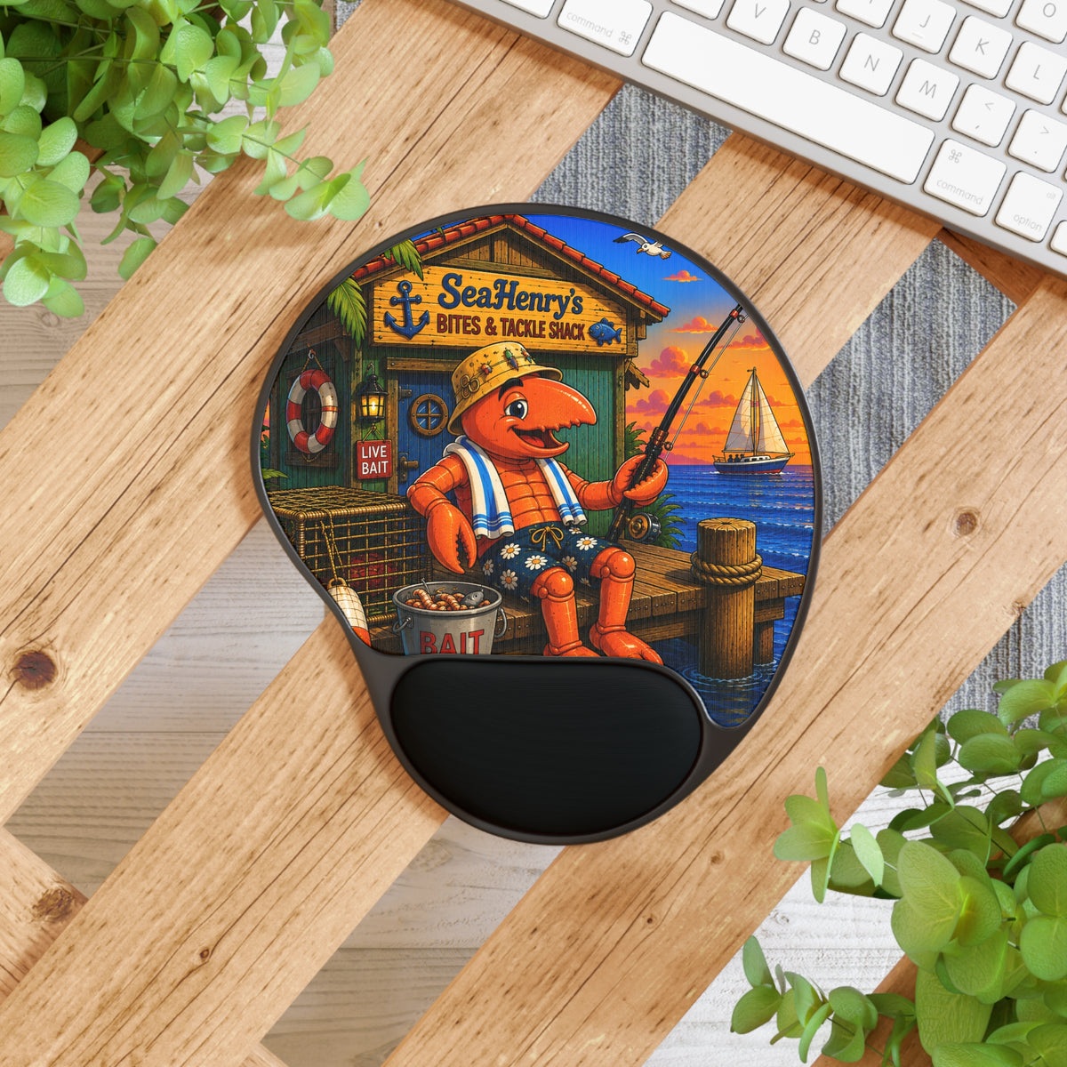 #021 Gone Fishing – SeaHenry Cushioned Wrist Rest Mouse Pad