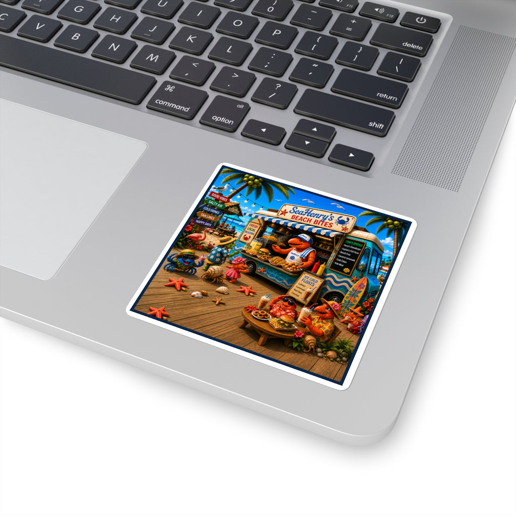 #018 SeaHenry’s Beach Bites – SeaHenry 3x3 Square Sticker