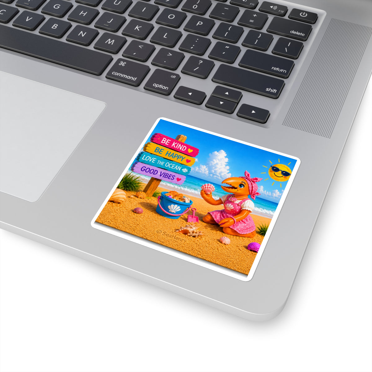 #006 Beach Buddy Girl – SeaHenry 3x3 Square Sticker