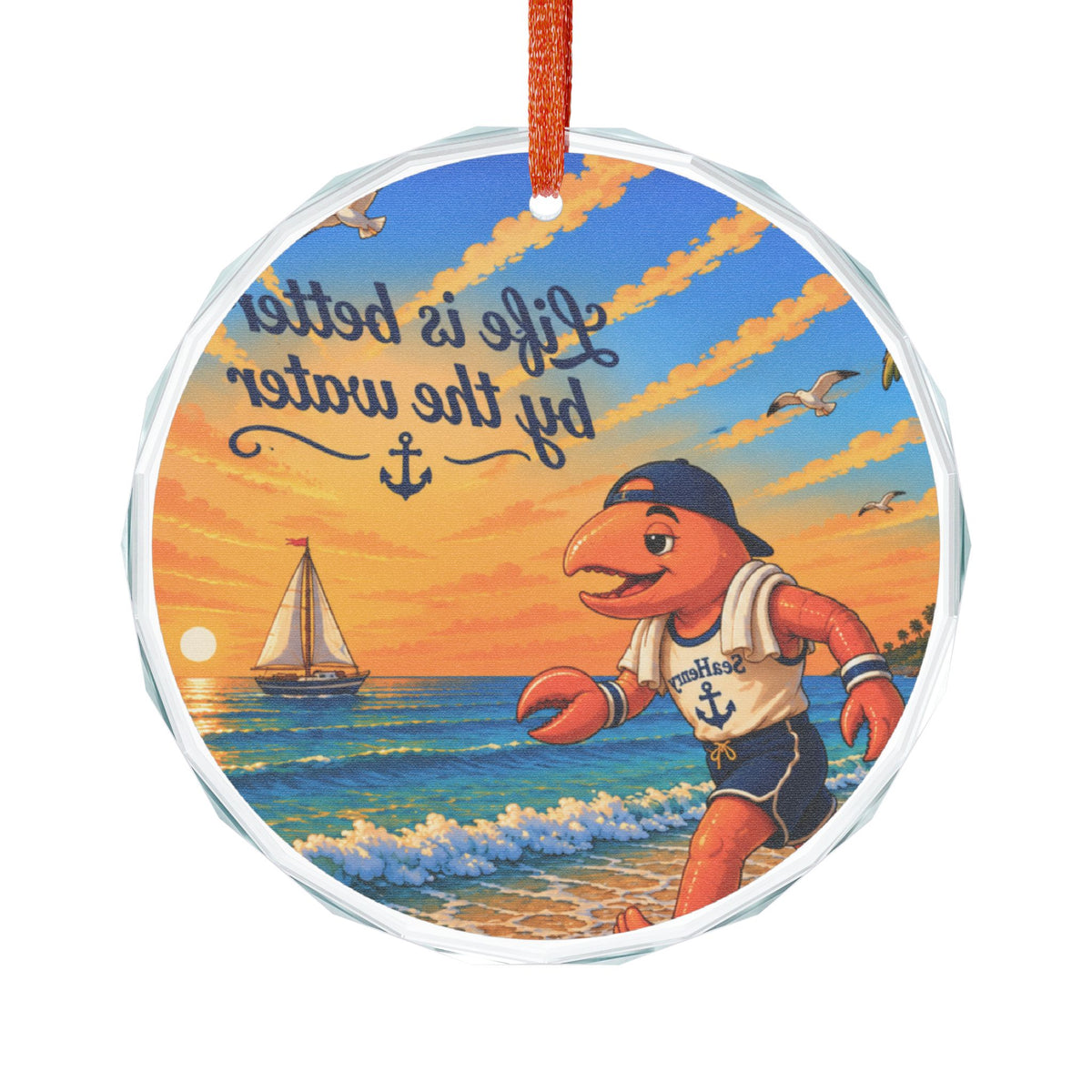 #022 Henry Jogging – SeaHenry Glass Ornament