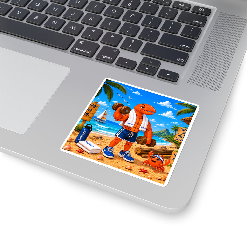 #015 Exercising Henry – SeaHenry 3×3 Square Sticker