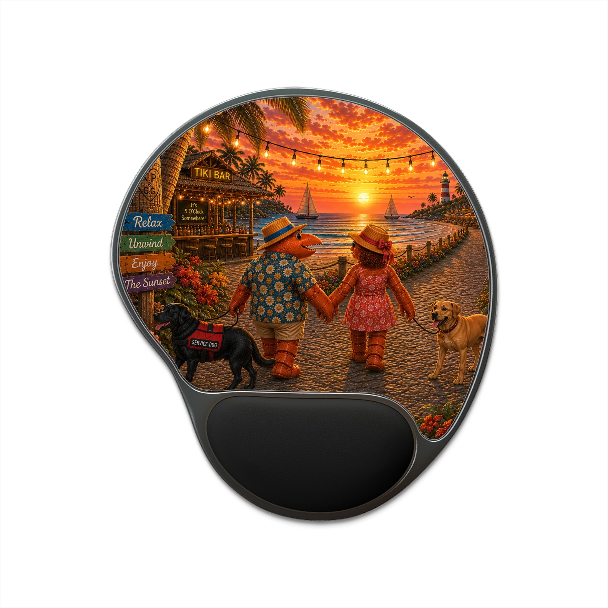 #019 Dog Walking Wrist Mouse Pad