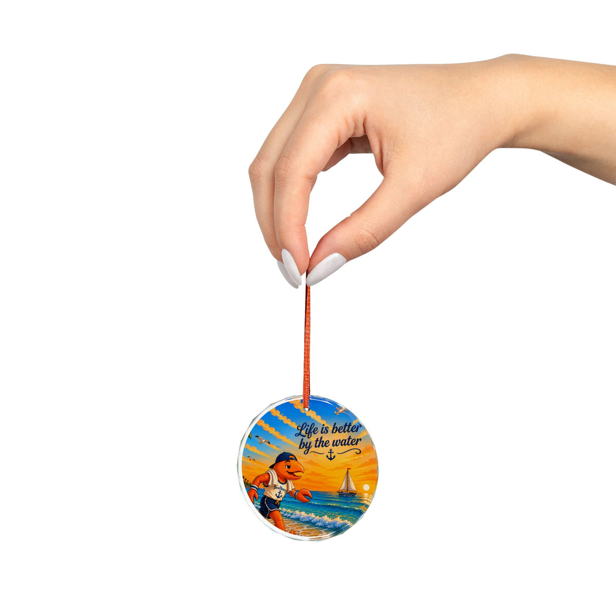 #022 Henry Jogging – SeaHenry Glass Ornament
