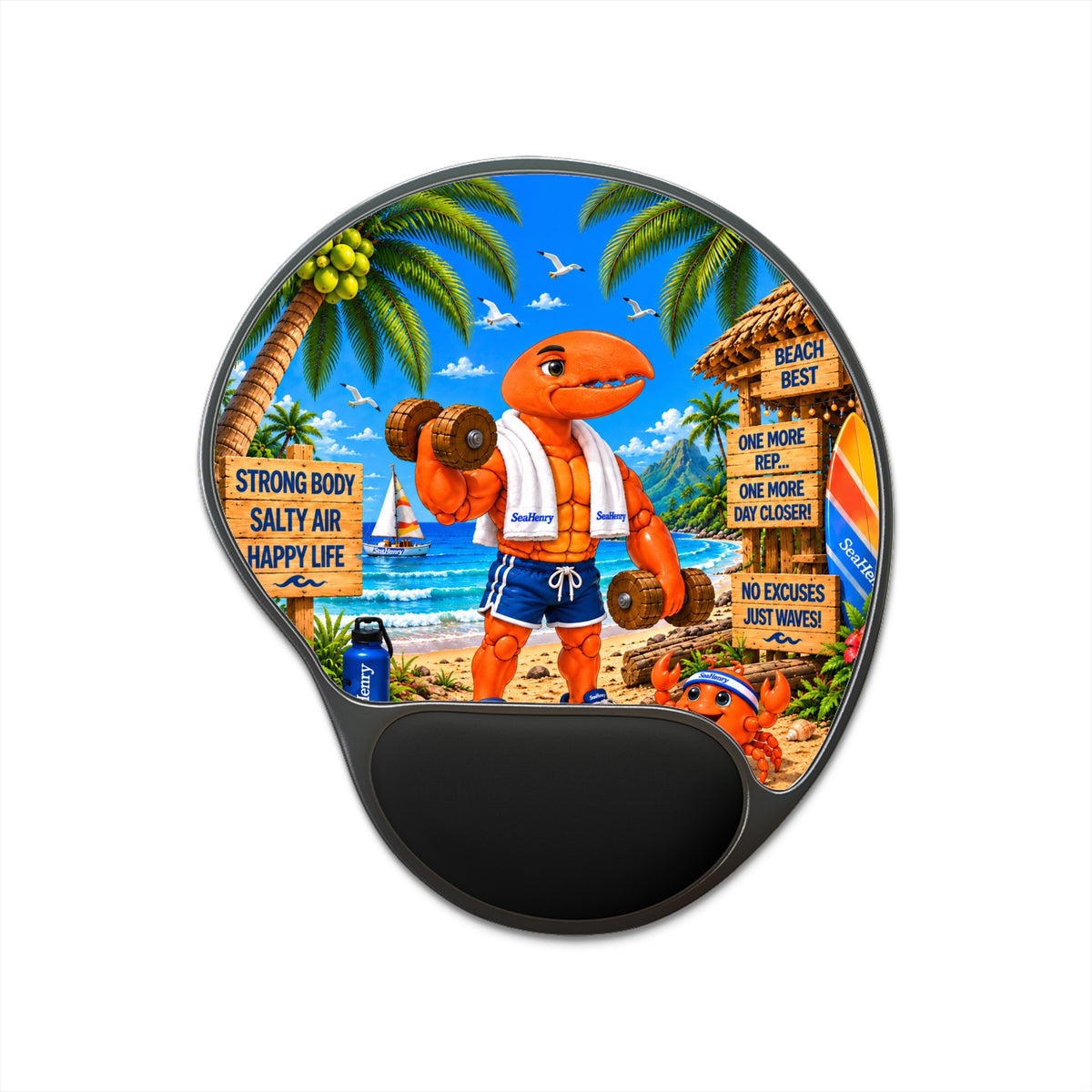 #015 Exercising Henry - SeaHenry Cushioned Wrist Mouse Pad
