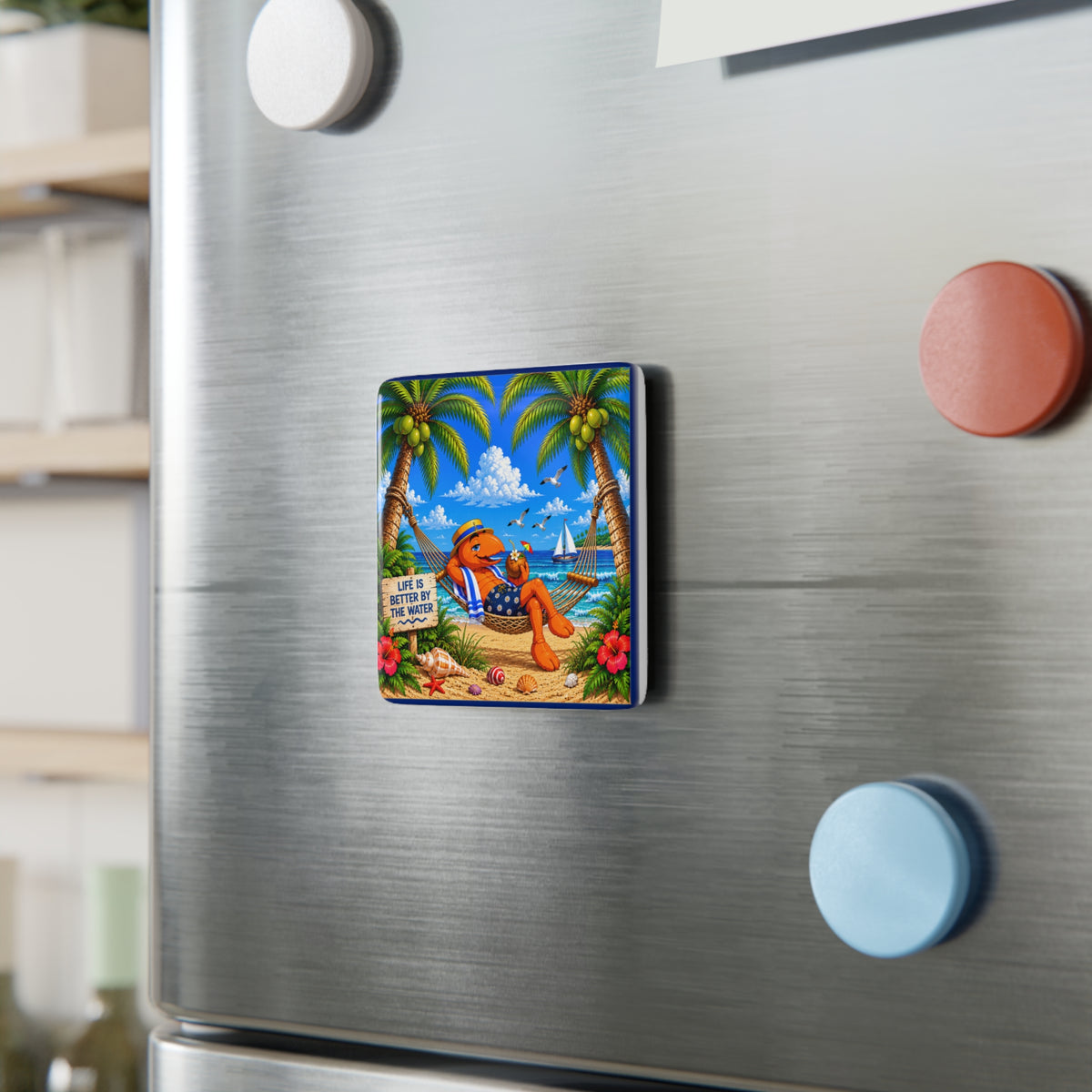 002  Hammock Henry    2" Porcelain Square Magnet